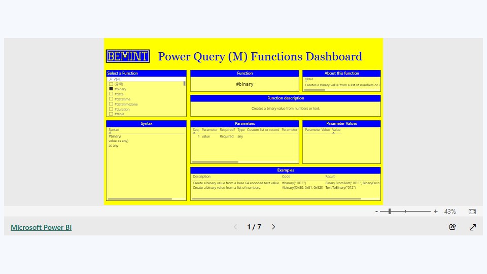 Bemint - Power Query (M) Functions dashboard 대표 이미지