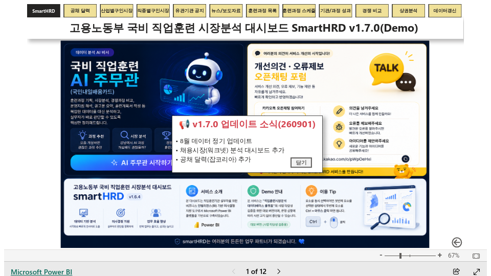 국비 직업훈련 시장분석 대시보드 smartHRD 대표 이미지